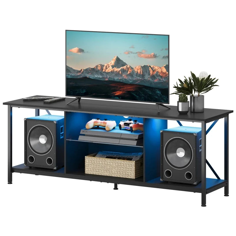 TV Console LED Glass Shelves