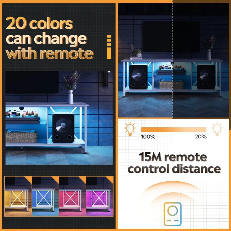 TV Console LED Glass Shelves