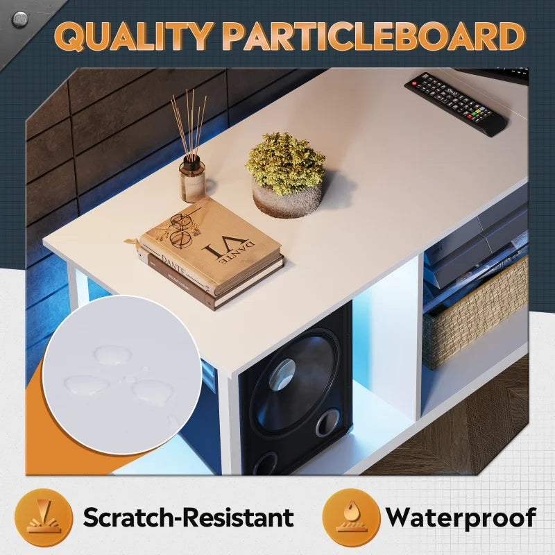 TV Console LED Glass Shelves