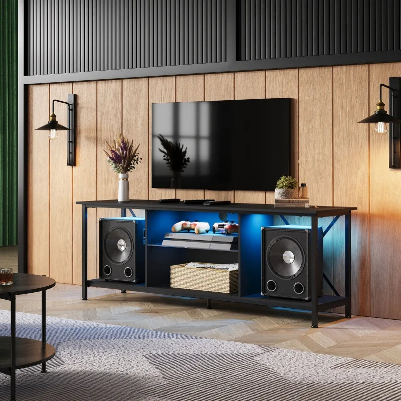 TV Console LED Glass Shelves