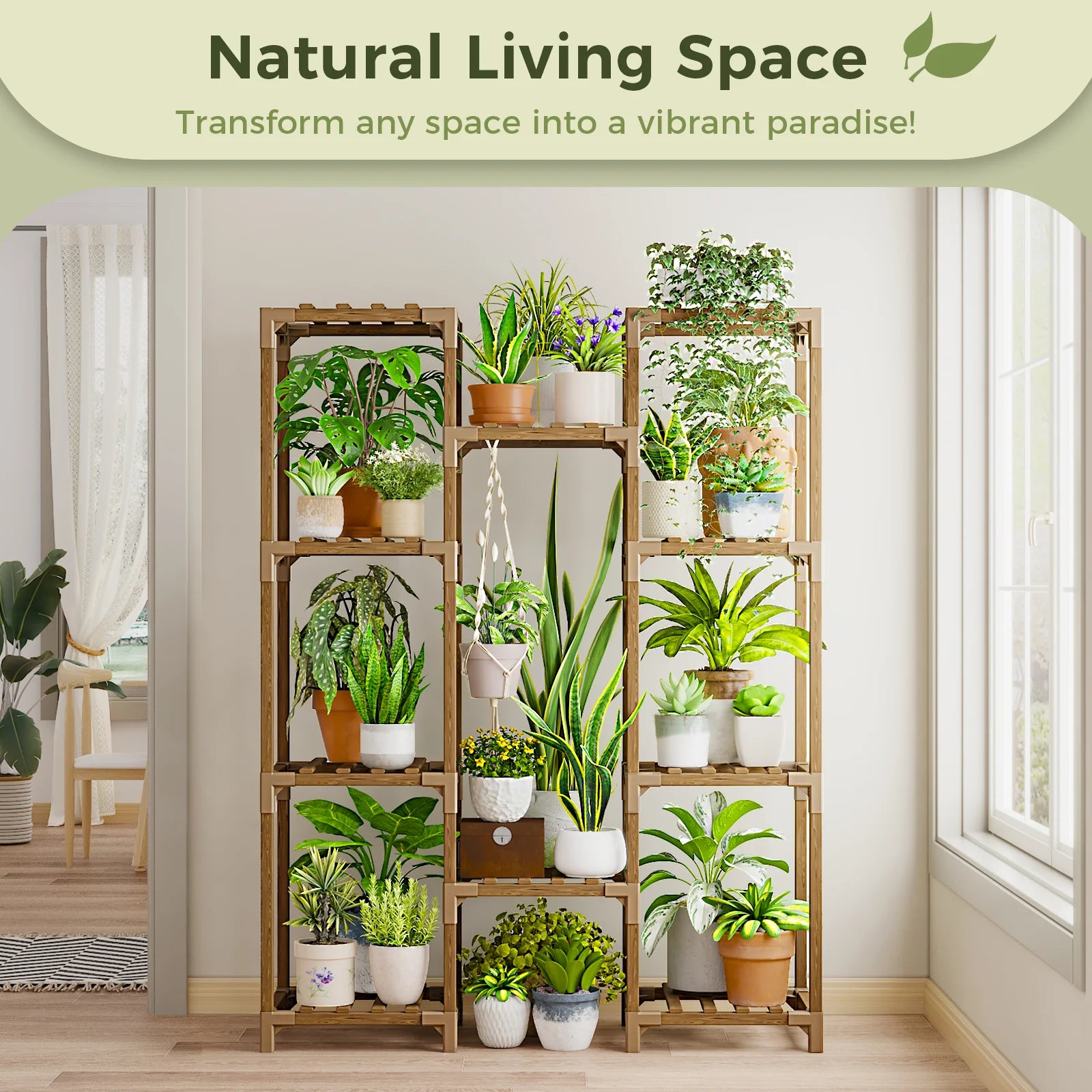 Tall Wood Plant Stand Indoor Outdoor