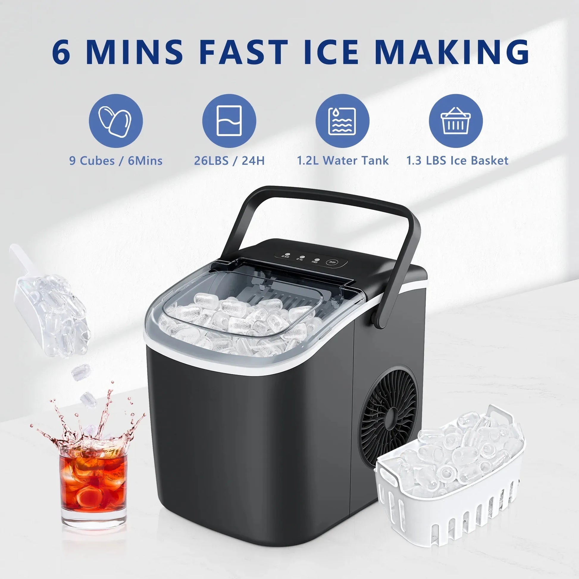 Bullet Shaped Ice Maker Auto Cleaning