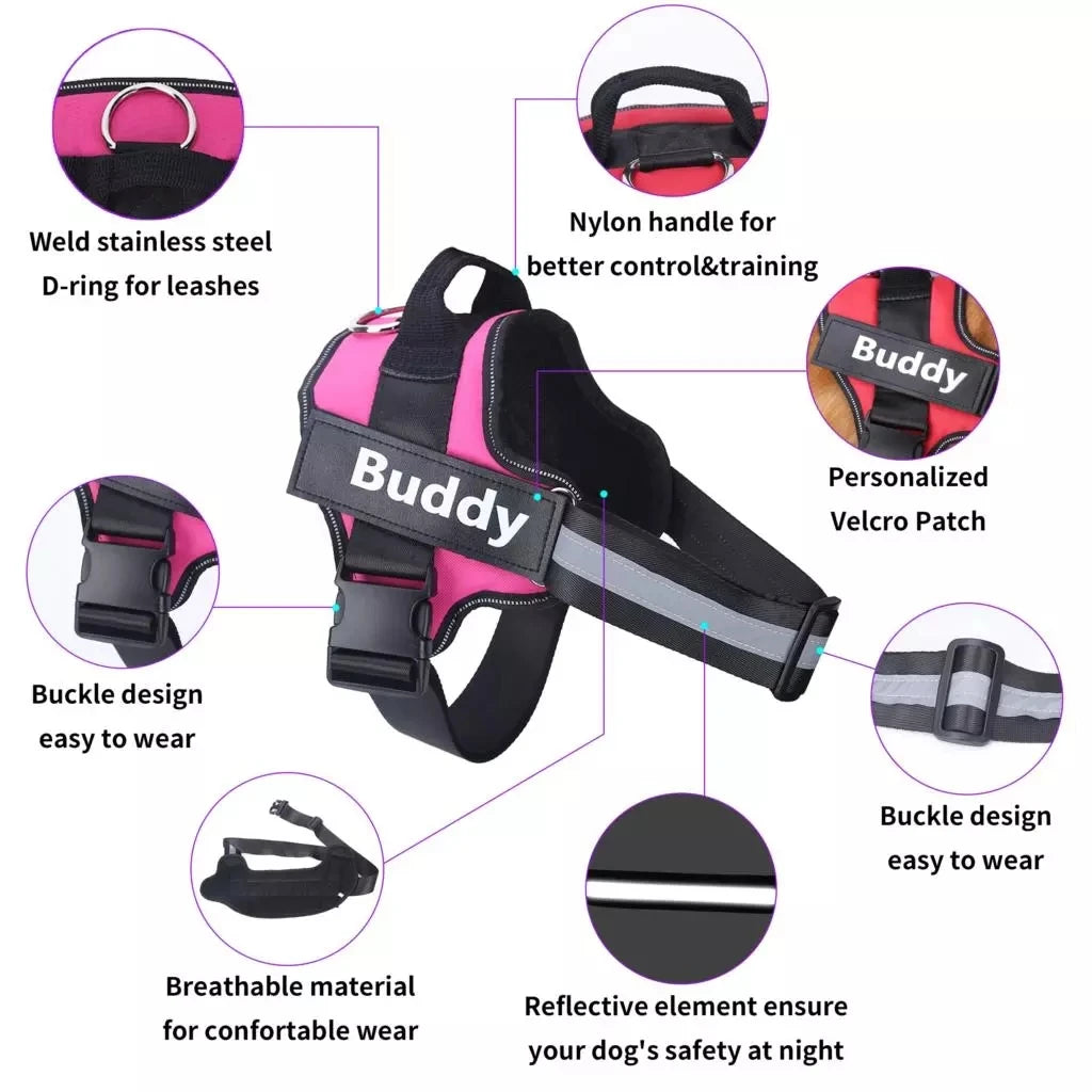 Personalized NO-PULL Reflective Breathable Pet Harness Vest