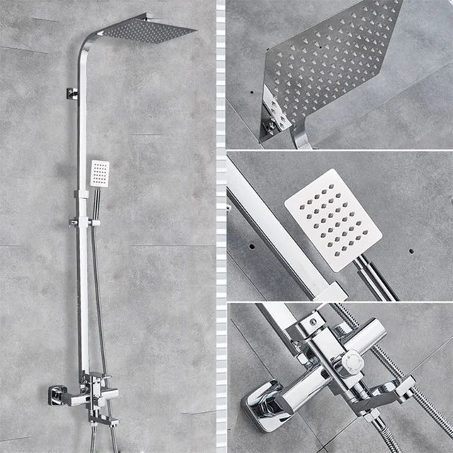 Bathroom 8" Rainfall Shower Faucet Bath Faucet Wall Mounted Swivel Bath Spout Shower Mixer Tap Shower Faucet Shower Set Mixer