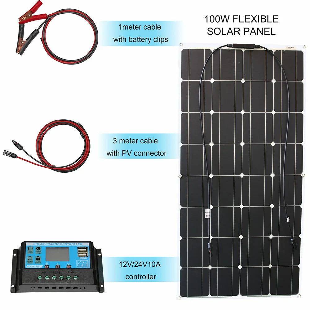 12v Flexible Solar Panel Kit 100-300W