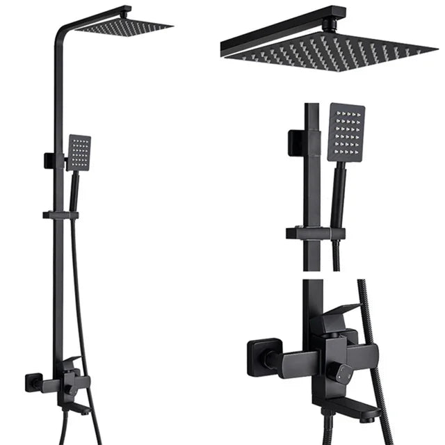 Bathroom 8" Rainfall Shower Faucet Bath Faucet Wall Mounted Swivel Bath Spout Shower Mixer Tap Shower Faucet Shower Set Mixer