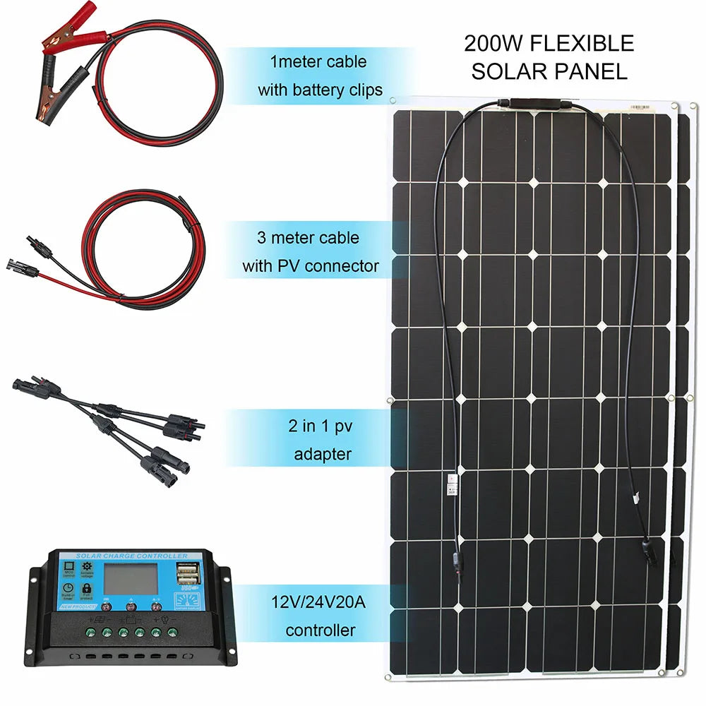 12v Flexible Solar Panel Kit 100-300W
