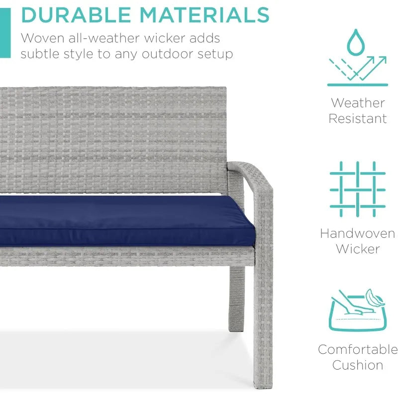 2-Person Wicker Garden Patio Bench 700lbs