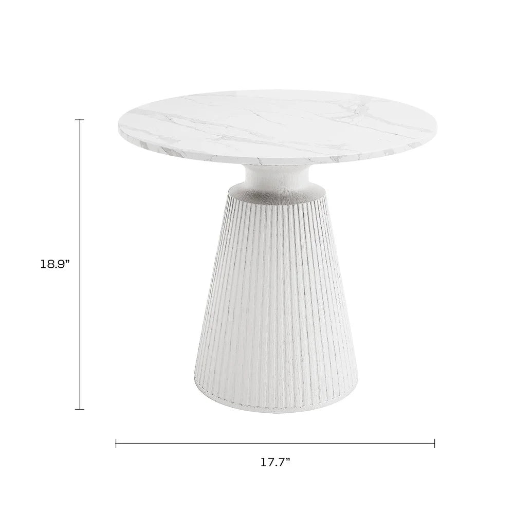 Faux Marble Molded Clay End Table Weatherproof