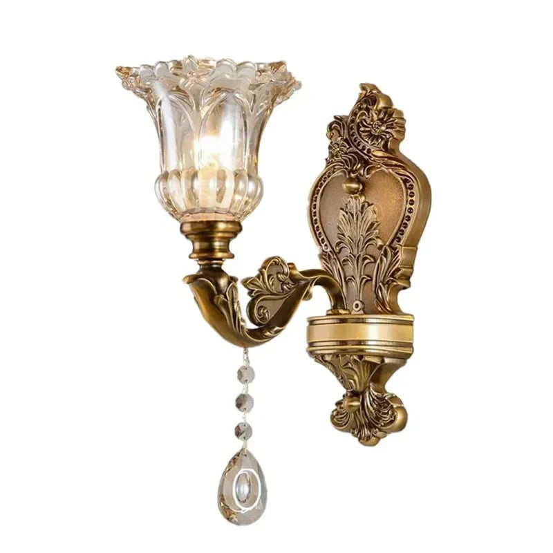 European Style Retro Crystal Glass Wall Lamp