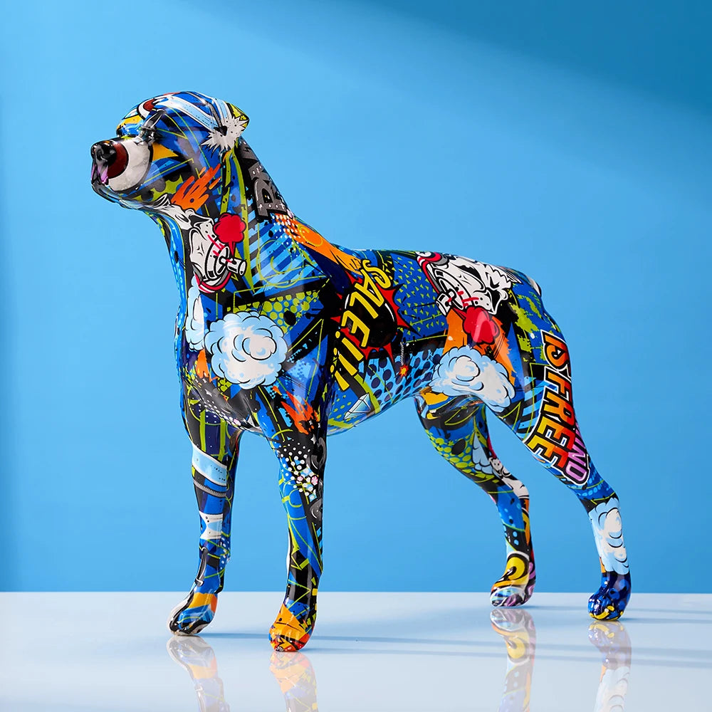 Colorful Art Animal Rottweiler Resin