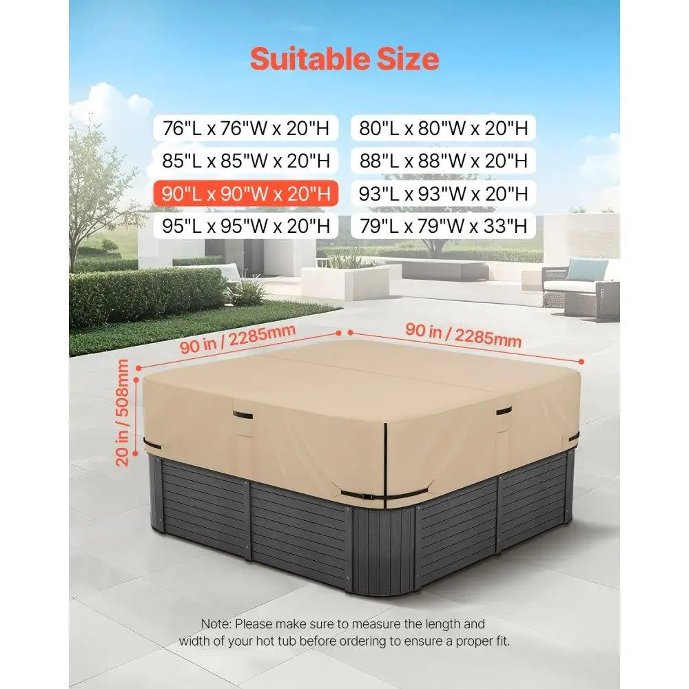 90x90x20 Durable Weatherproof Protective Spa Cover