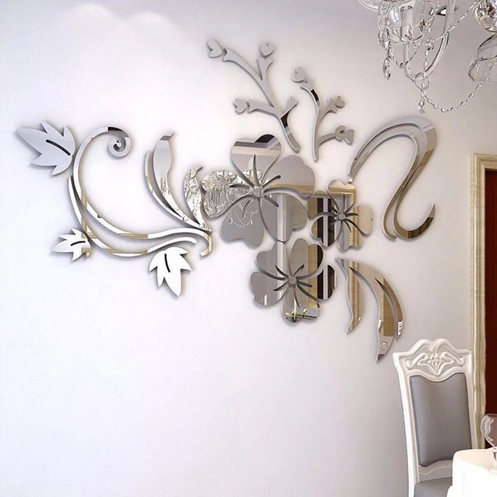 Acrylic Flower Mirror 3D Decorative Wall Stickers