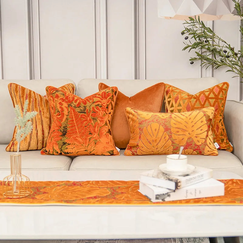 Luxury Orange Velvet Cushion Cover