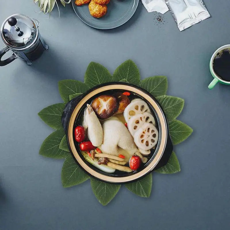 Green Leaves Heat Proof Table Mat Washable