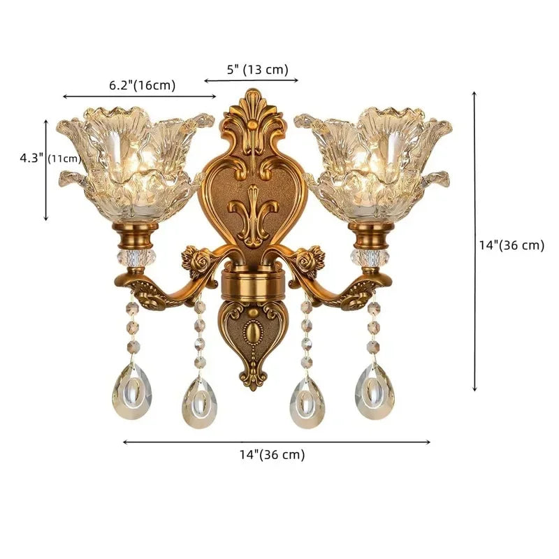 European Style Retro Crystal Glass Wall Lamp