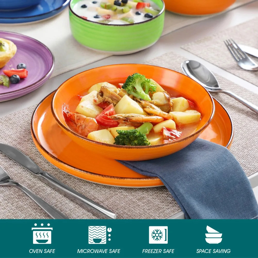 Ceramic Tableware Set Mix-Color Handpainted Spirals