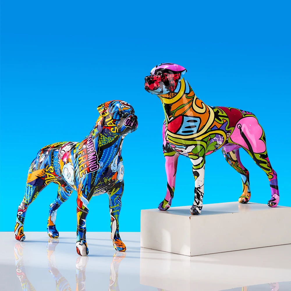 Colorful Art Animal Rottweiler Resin