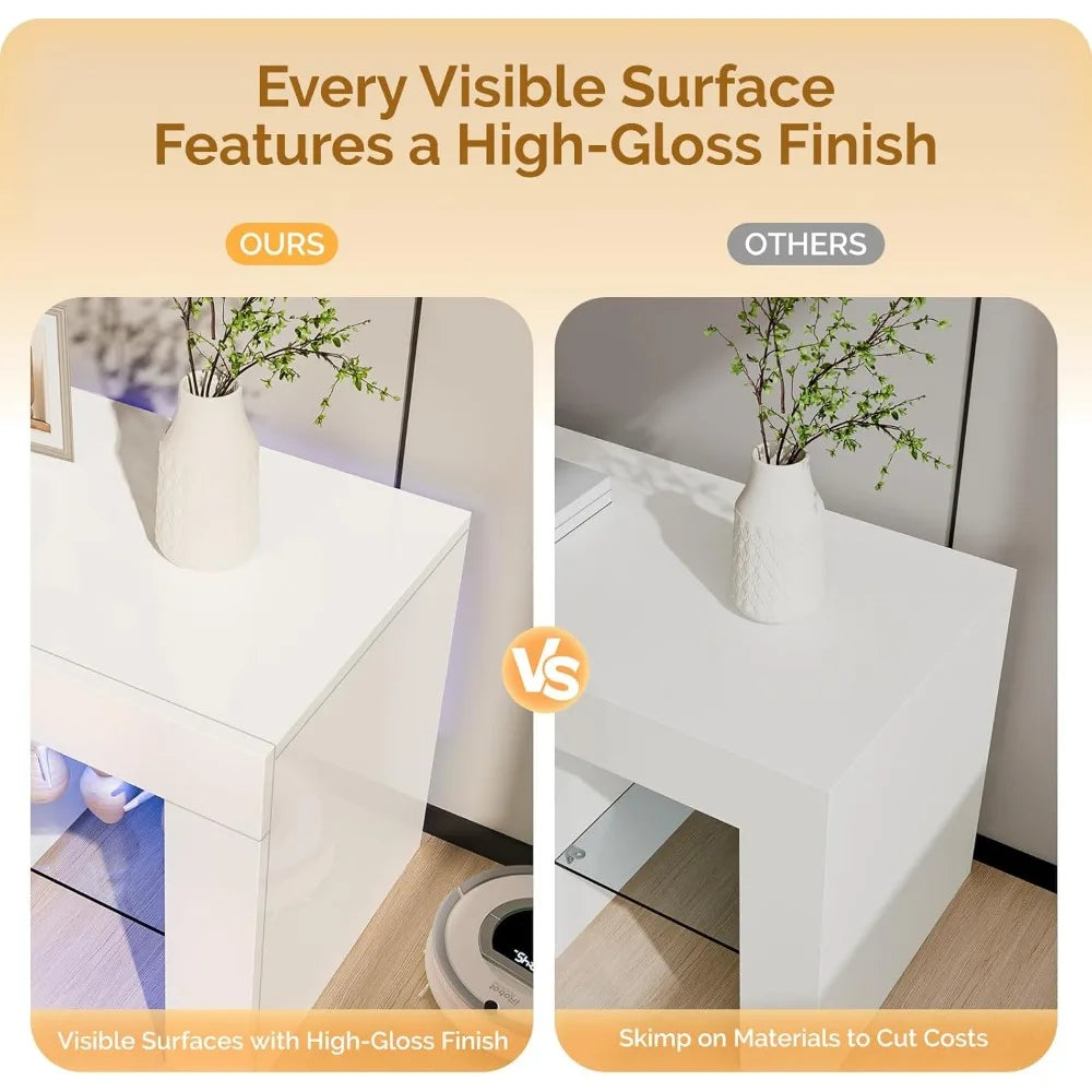 High Glossy Modern Entertainment Center LED Lights