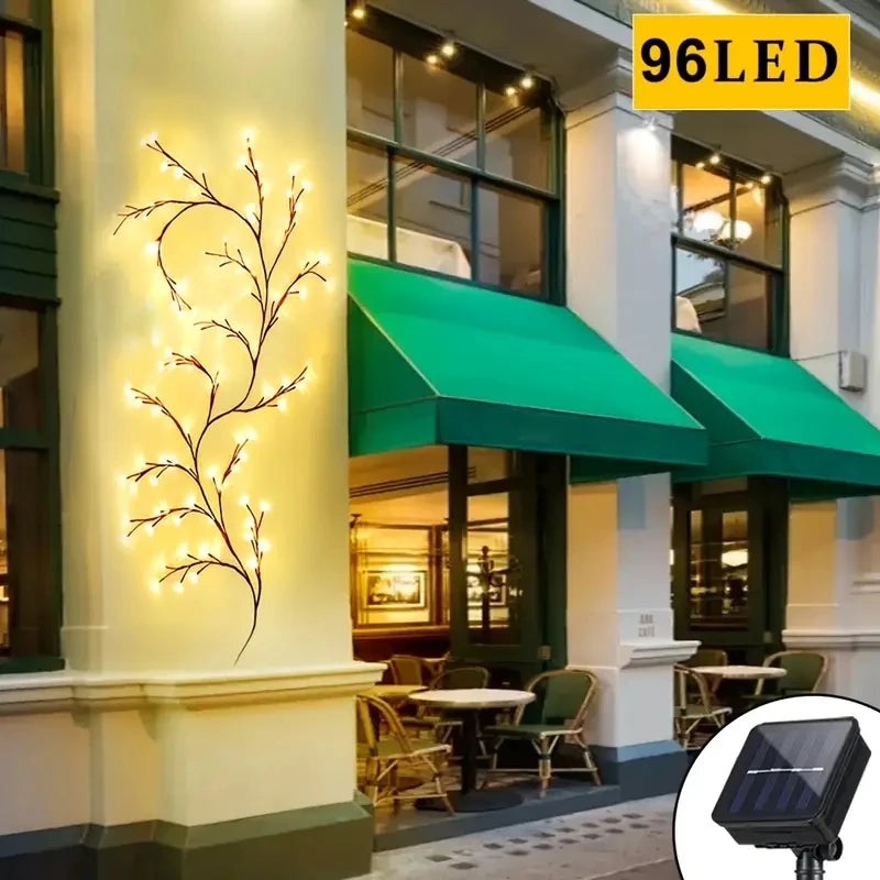 1pcs Solar Willow Vine Light 72/96 LED 8 Modes Waterproof Courtyard Decorative Lights for Outdoor Gardens Holiday Weddings