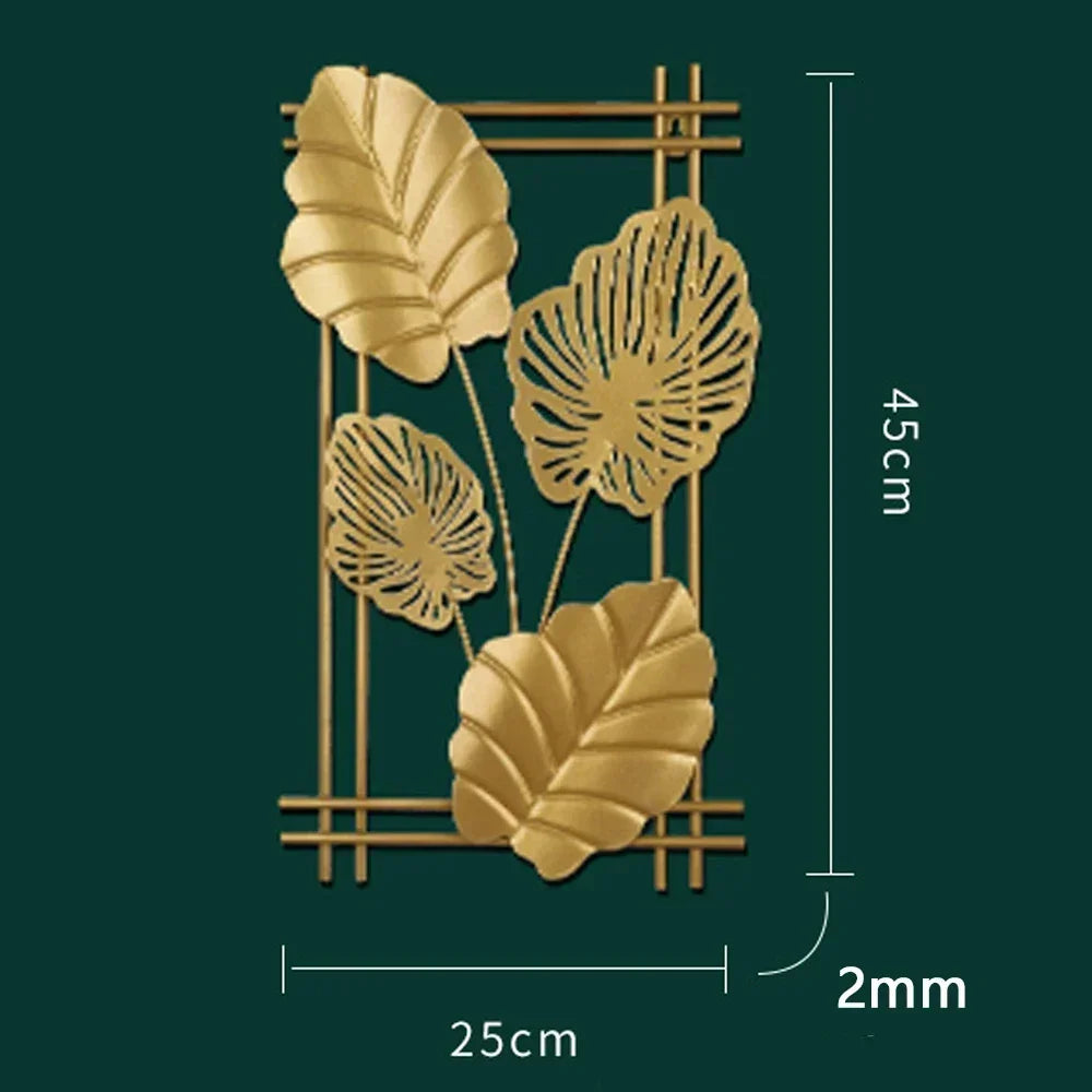 Nordic Retro Metallic Ginkgo Leaf Art Home