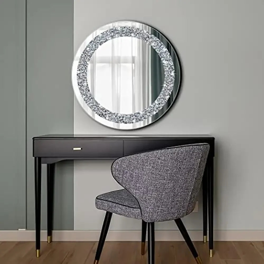 Luxury Crystal Crush Diamond Silver Mirror
