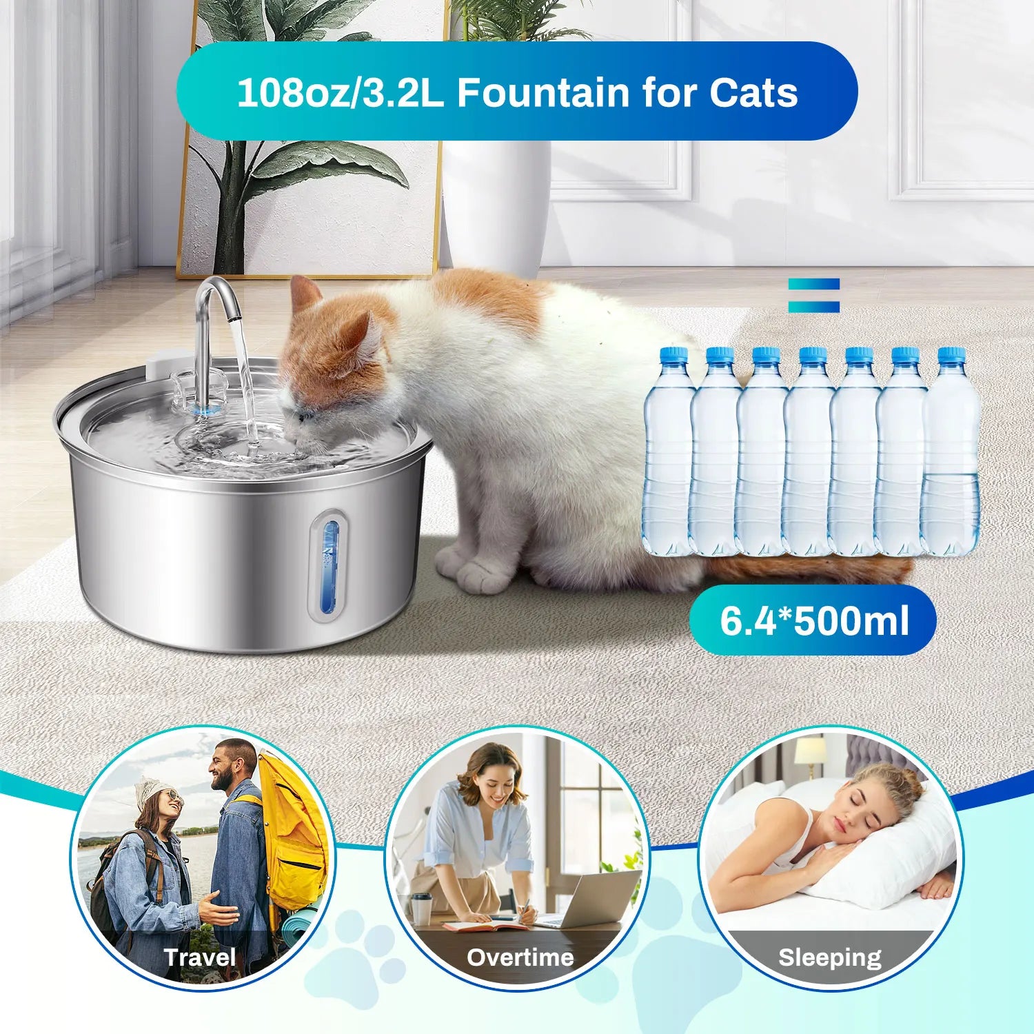 Pet Water Fountain Ultra Quiet Pump