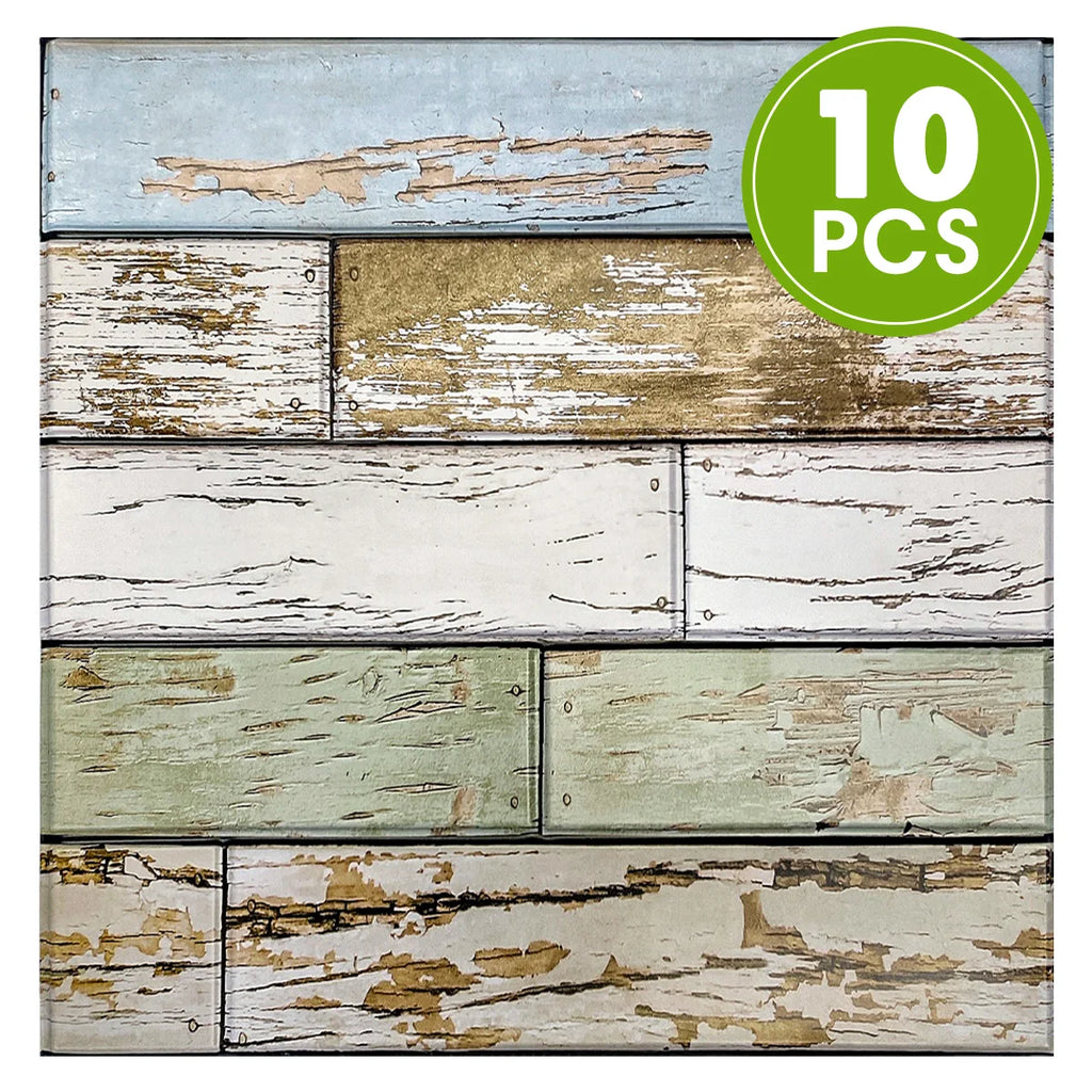 Blue Green Faux Wood Grain Wall Panel