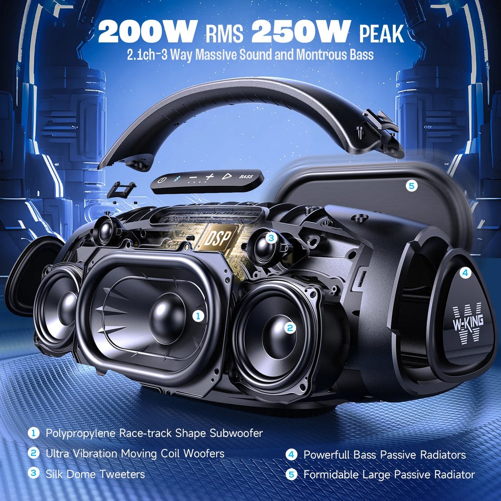 200W RMS Bluetooth Massive Bass Waterproof Speaker