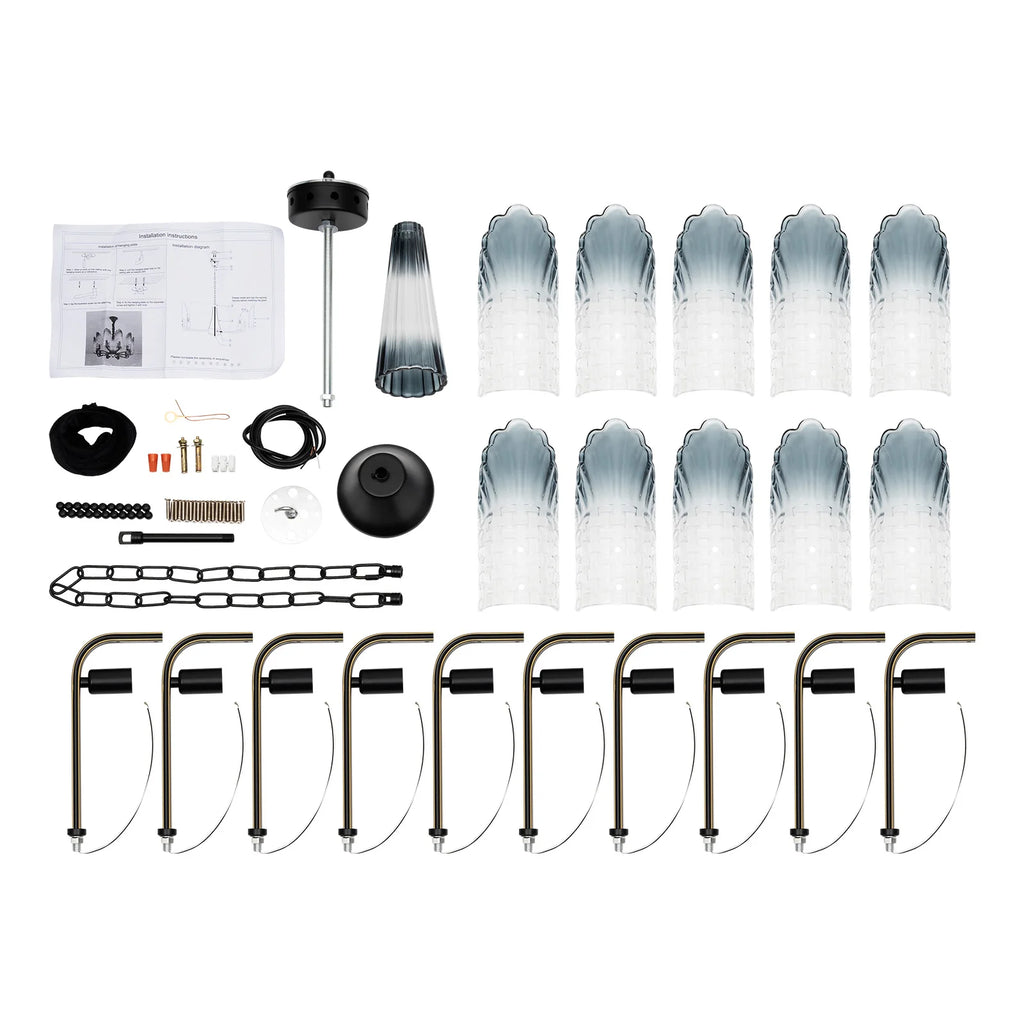 10 Lights Modern Peacock Crystal Chandelier LED Glass Ceiling Light New Chinese Style Living Room Bedroom Lighting Fixture Decor