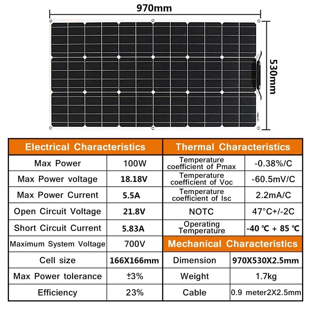 12V Flexible Solar Panel Waterproof Monocrystalline