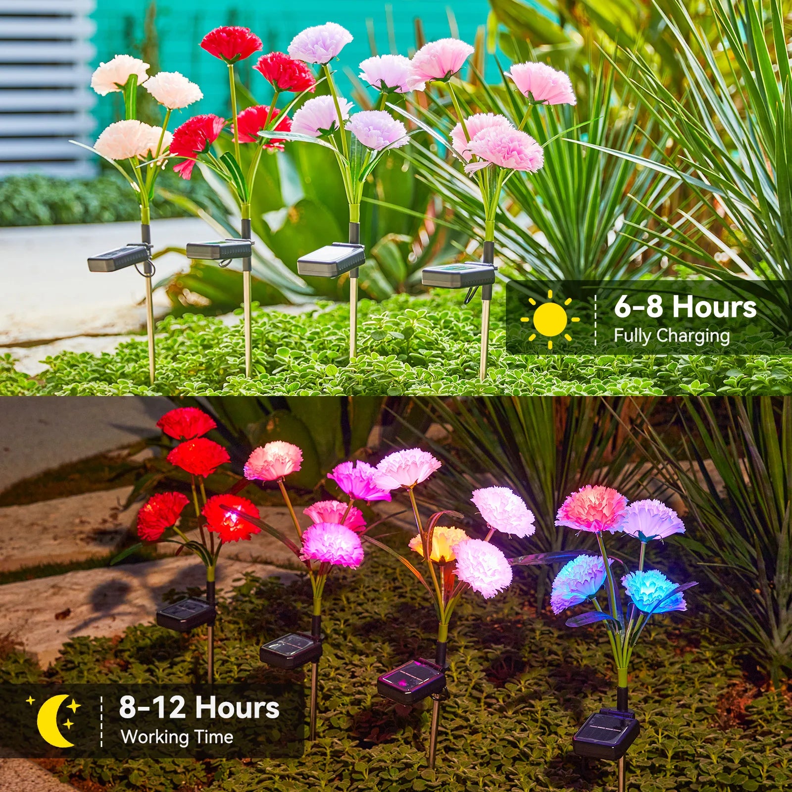 4Pack Solar Flower Lights Larger More Realistic