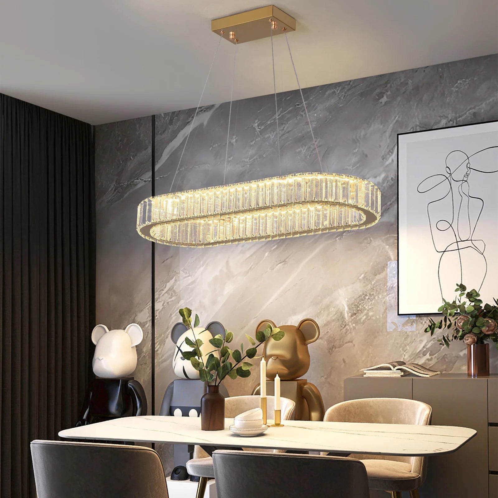 Luxury Crystal Oval Design Led Chandelier