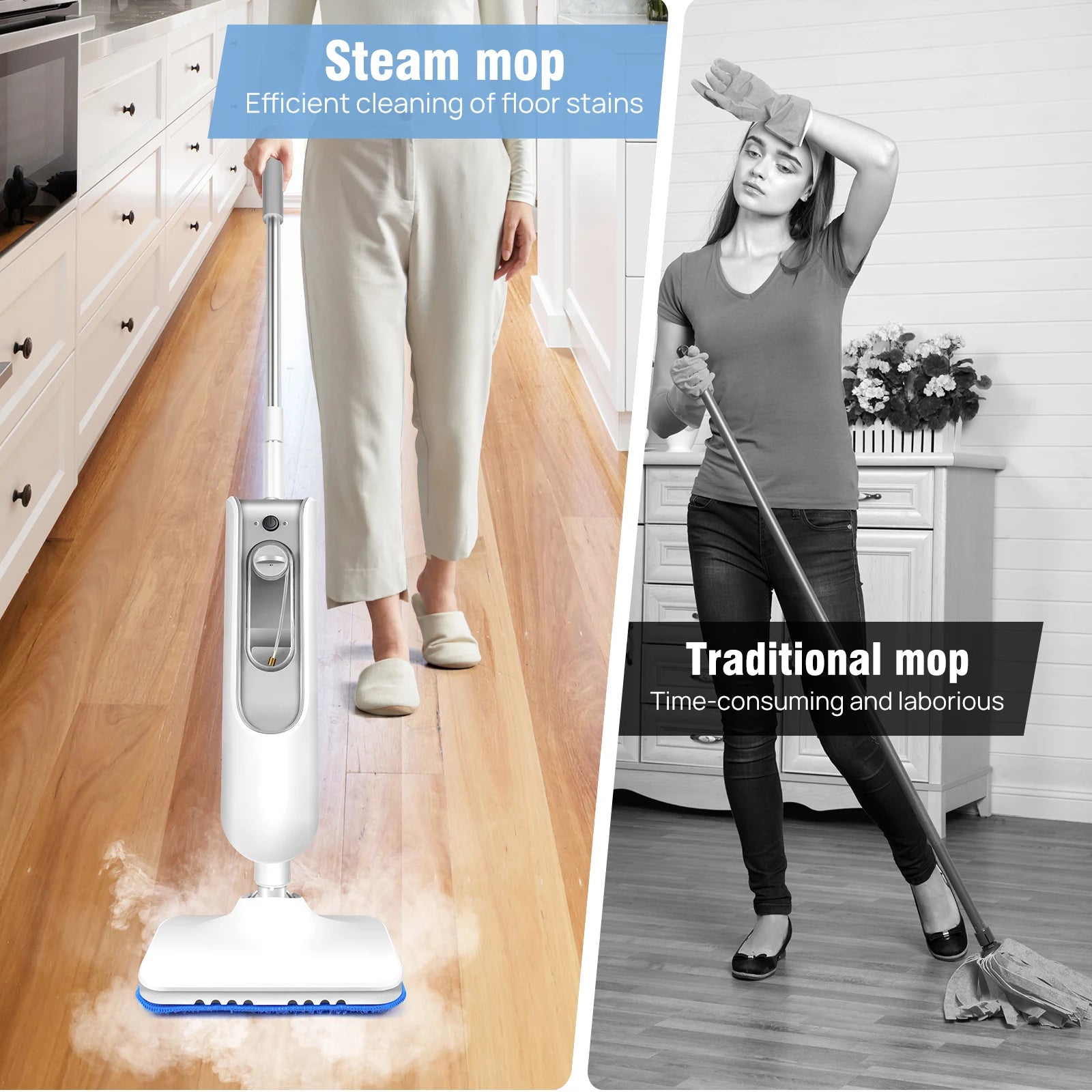 Steam Mop Detachable Steam Cleaner, 1500W Powerful