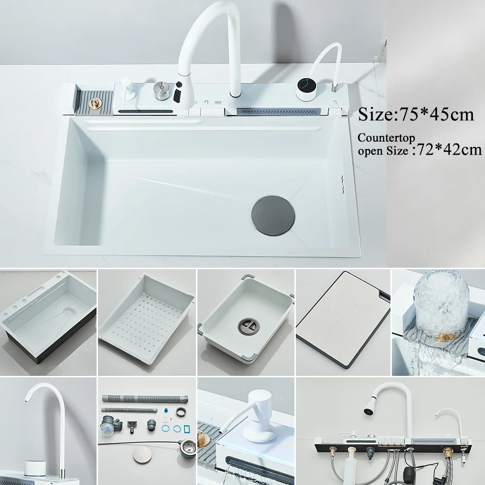 SS Waterfall Sink Integrated Digital Cup Washer