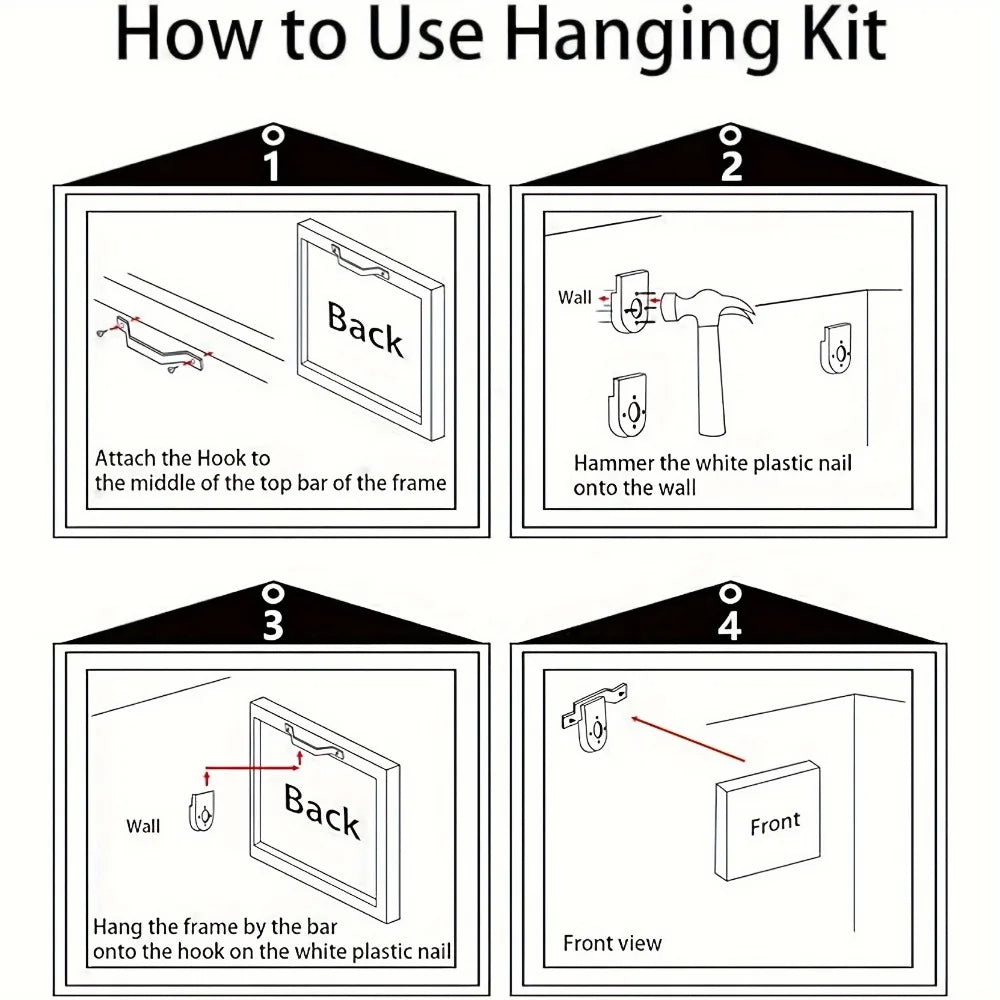 Framed Black White Abstract Canvas Mural