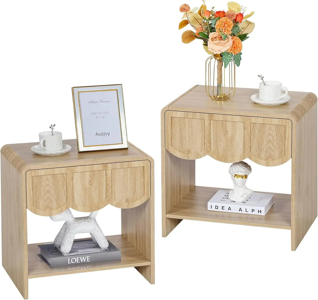 Mid Century Modern Farmhouse Wood Nightstand