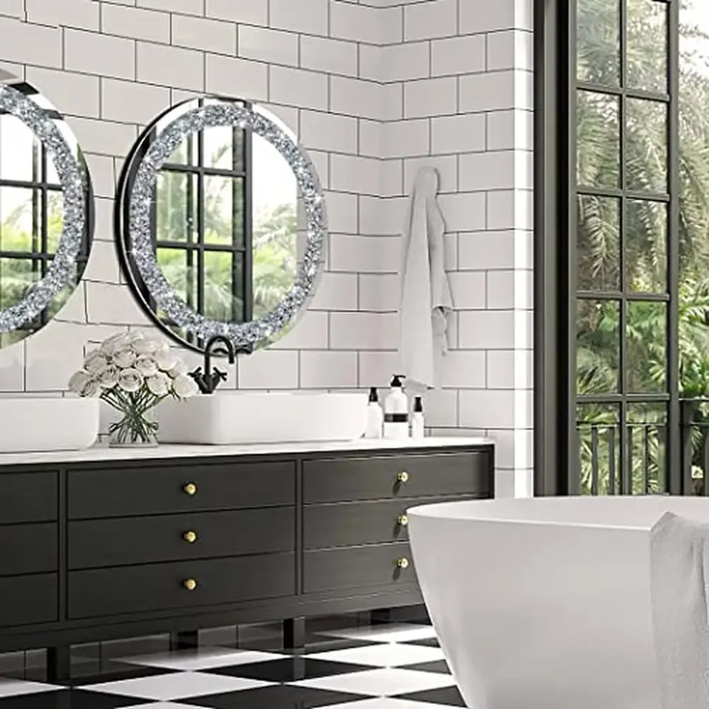 Luxury Crystal Crush Diamond Silver Mirror