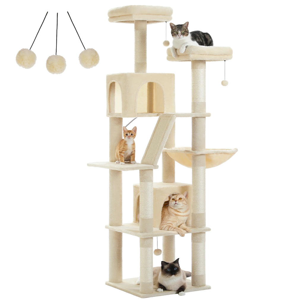 Tall Plush Cat Tower Multi-Level