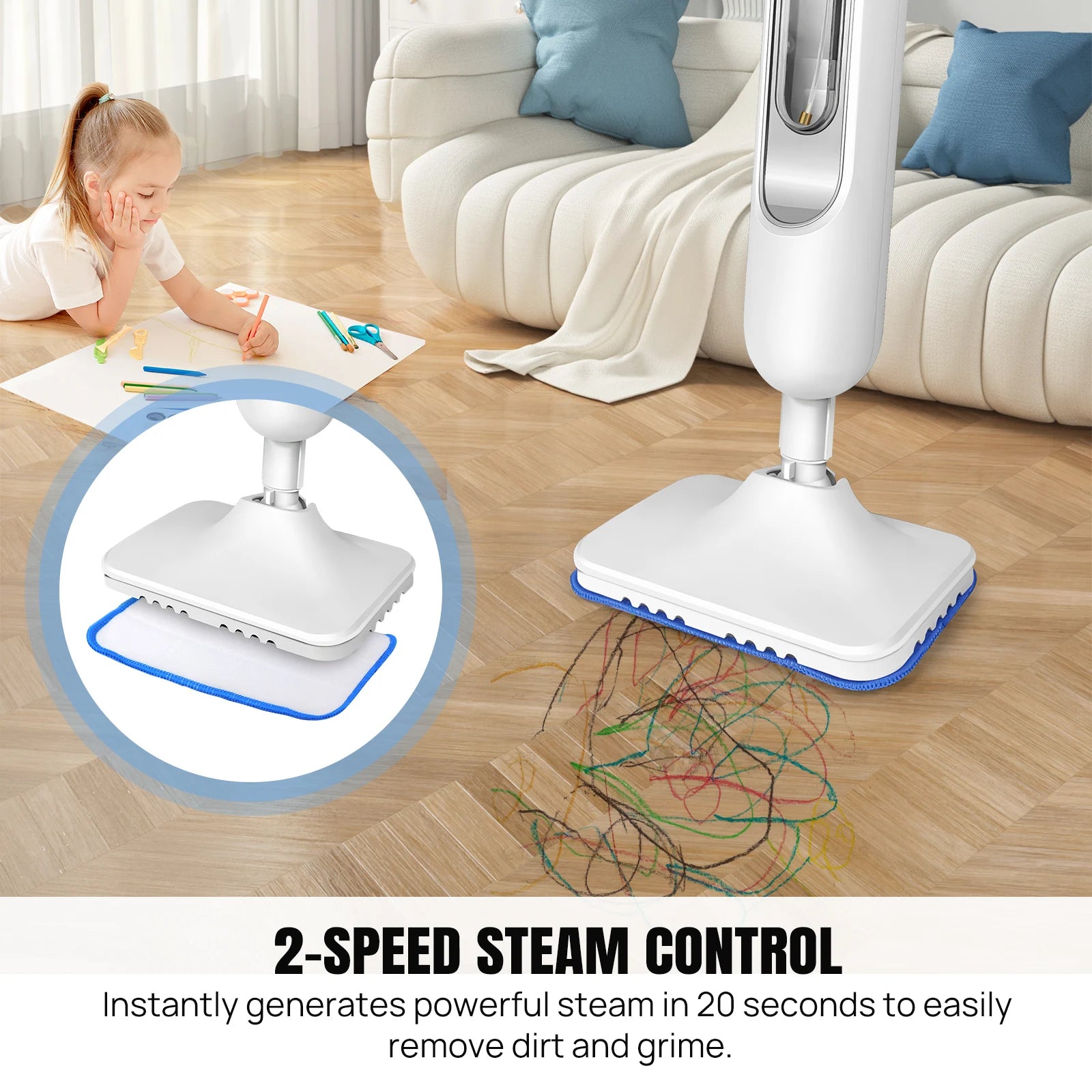 Steam Mop Detachable Steam Cleaner, 1500W Powerful