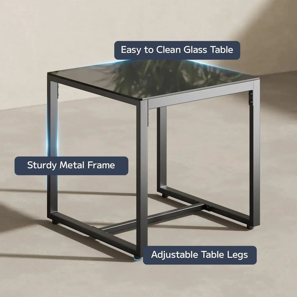 3 Piece Rattan Chairs Glass Table Set