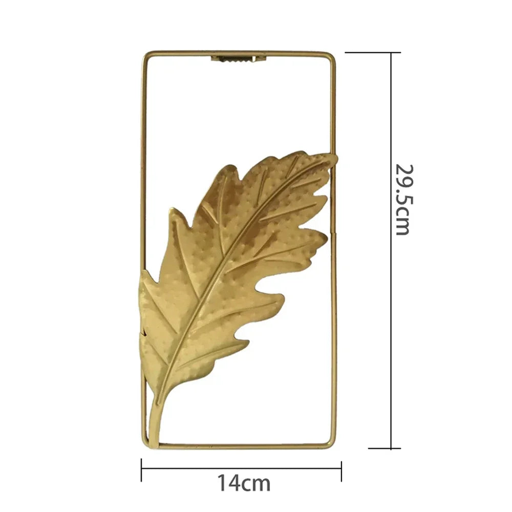 Nordic Retro Metallic Ginkgo Leaf Art Home