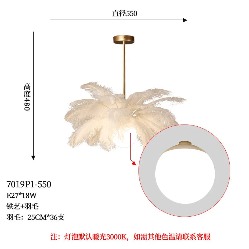 Ostrich Feather Led Lighting Chandelier