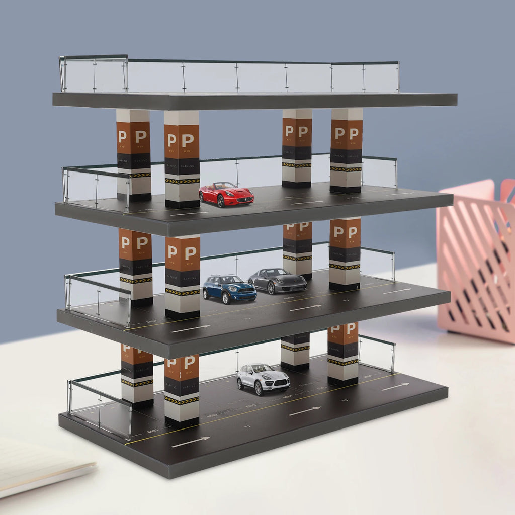 1:64 Acrylic Parking Lot Scene Model 4-Layer Car Vehicle Garage Showcase Exquisite Diorama Parking Background Decor