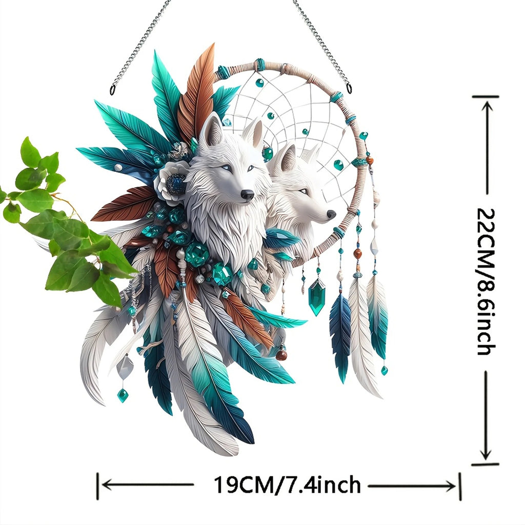 Dream Catcher Wolf Feather Design Handmade