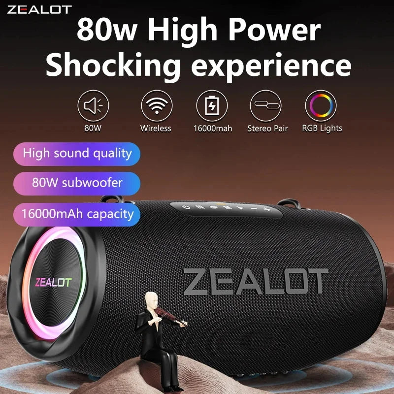 Bluetooth Speaker 80W High Volume Subwoofer Waterproof