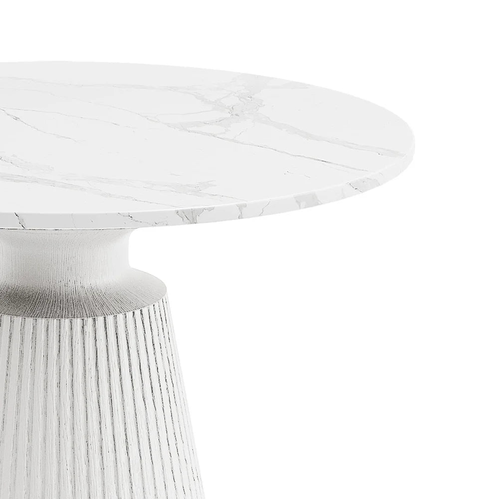 Faux Marble Molded Clay End Table Weatherproof