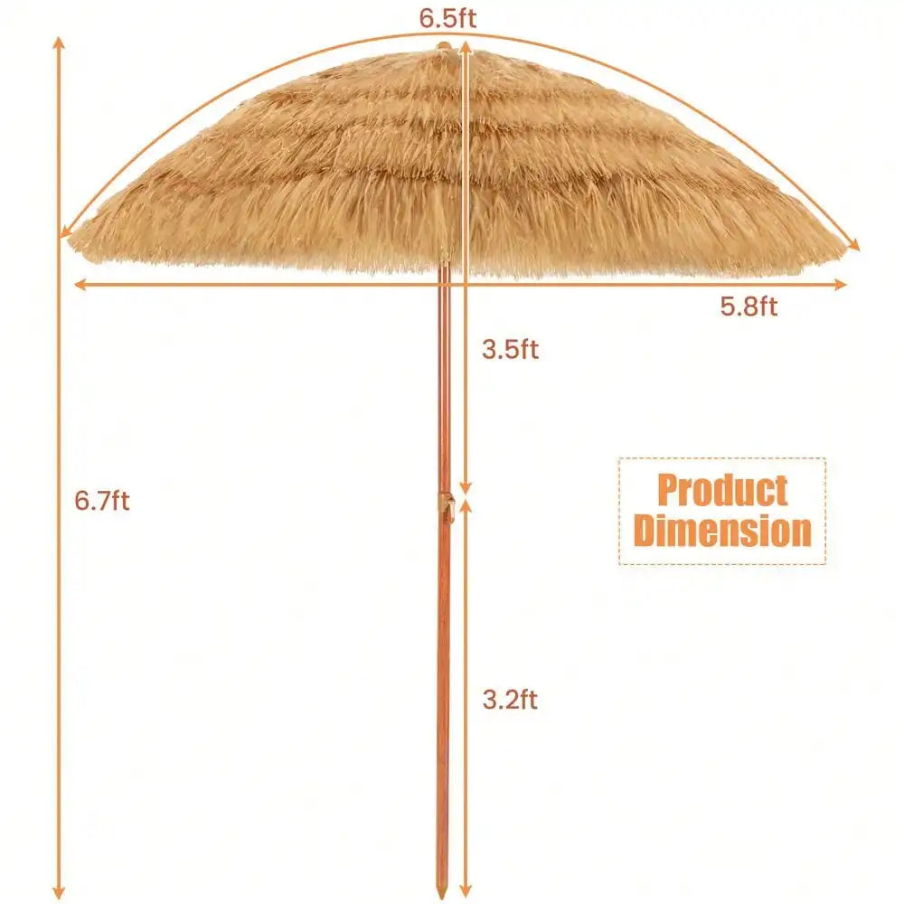 6.5 FT Thatched Umbrella Tilt Portable