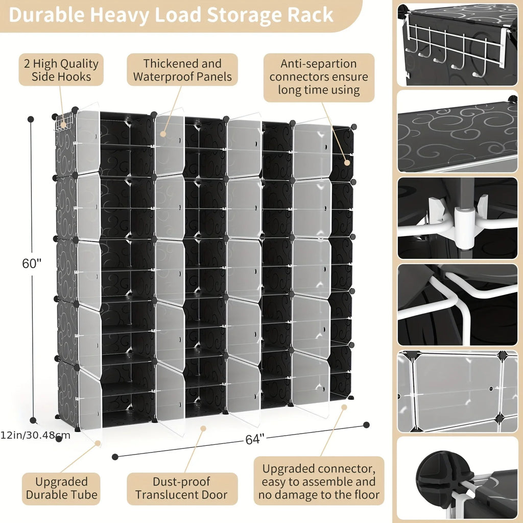Space-saving Tower Shoe Rack 12-tier 36-grid