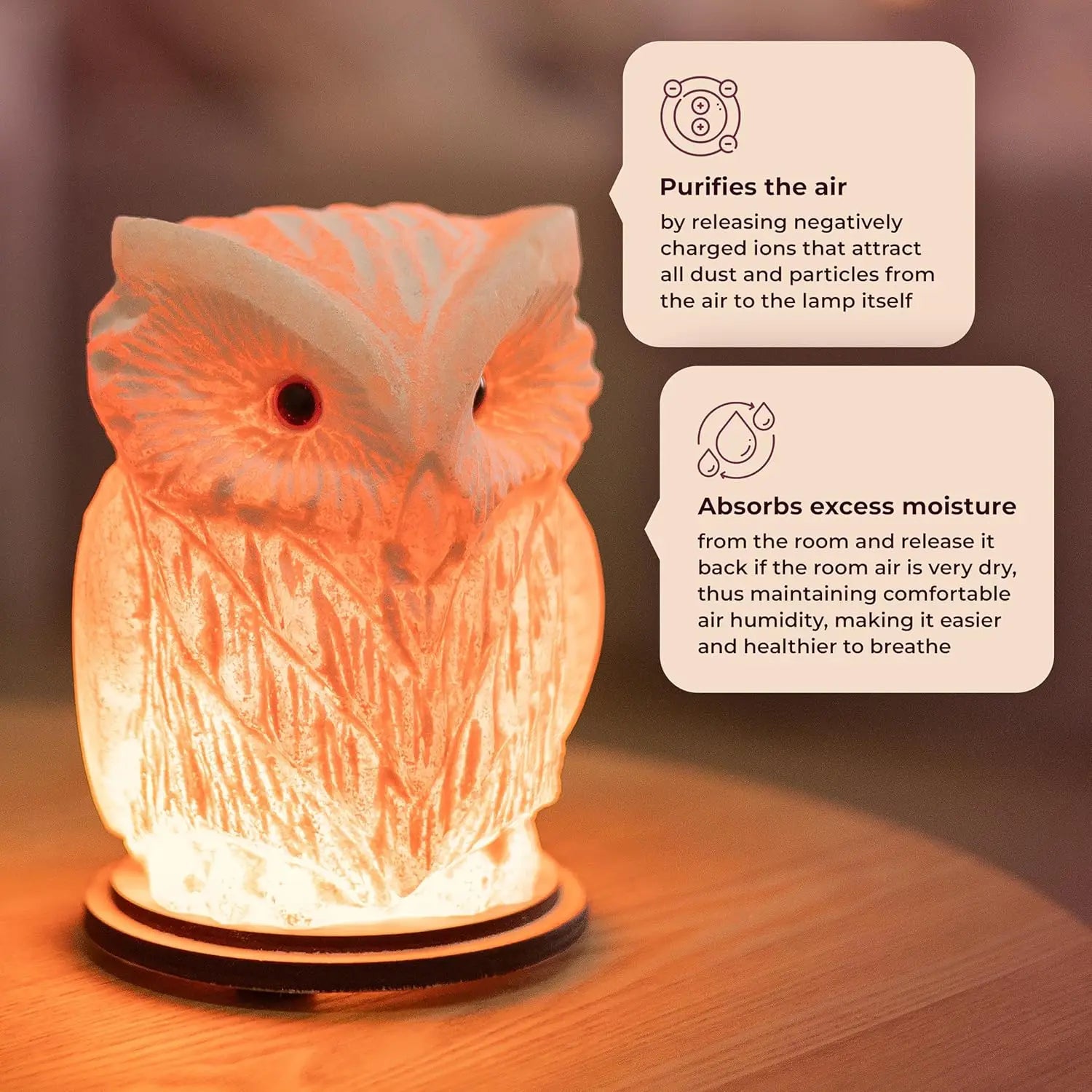 Owl Pure Natural Rock Salt Lamp